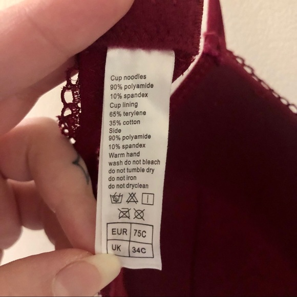dark red lacy push up bra - Picture 4 of 4